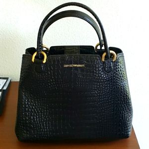 Emporio Armani St. Cocco Lucido Leather Shopping Tote